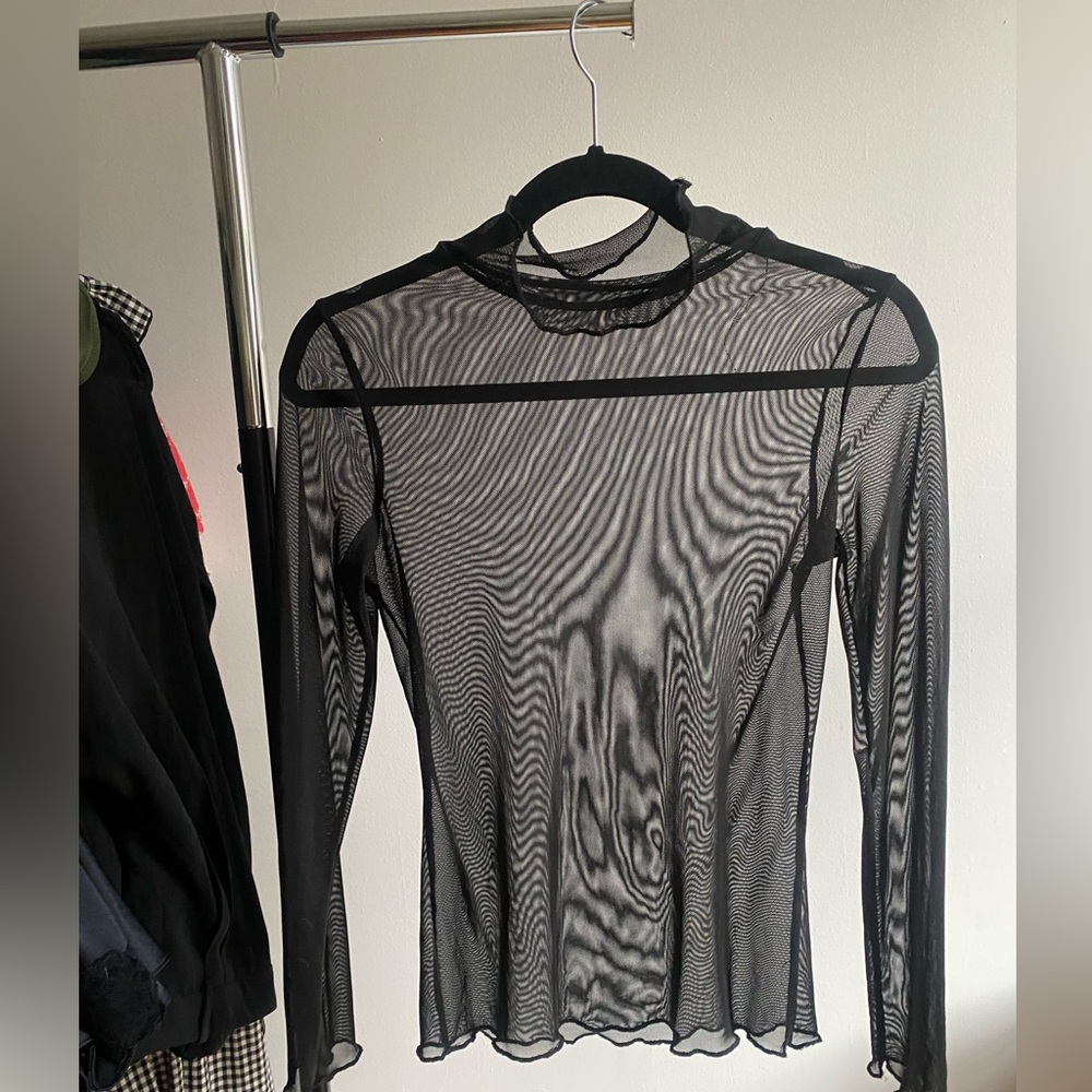 Sheer Mesh Turtleneck